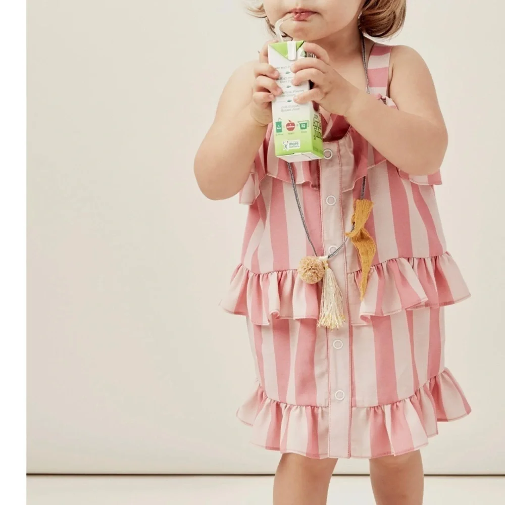 For Love And Lemons Pink Striped Kids Dress
